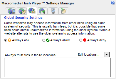 Macromedia Flash Player Settings Manager - Global Security Settings