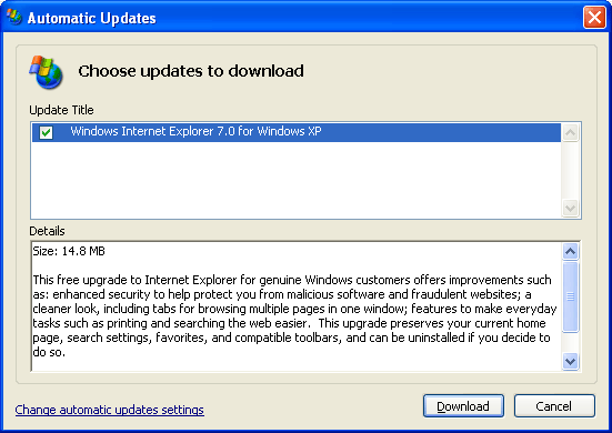 IE7 Automatic Download